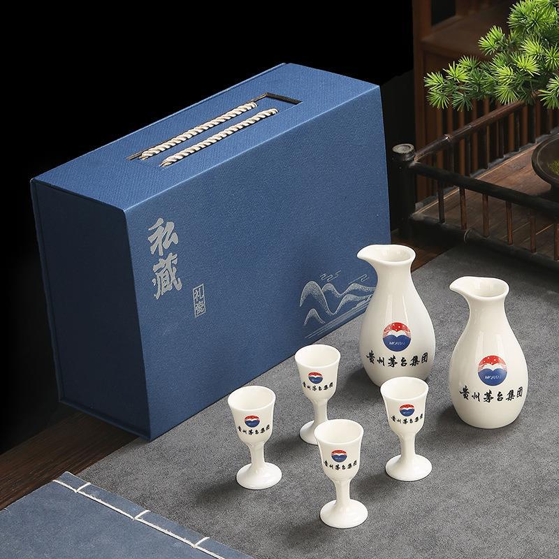 Ceramic White Maotai Highball Cup Company Business Gift Set Wine Divider with Factory Logo