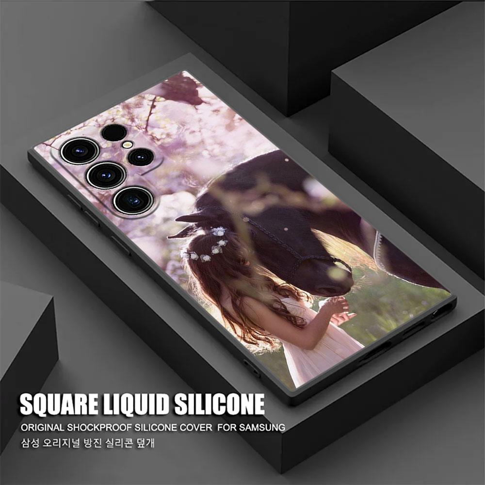 Horse Girl Animal Phone Case For Samsung Galaxy S24 Ultra Cases S23 S21 S20 FE S22 9 Plus Note 20 Ultra 10 Silicone Cover Horses