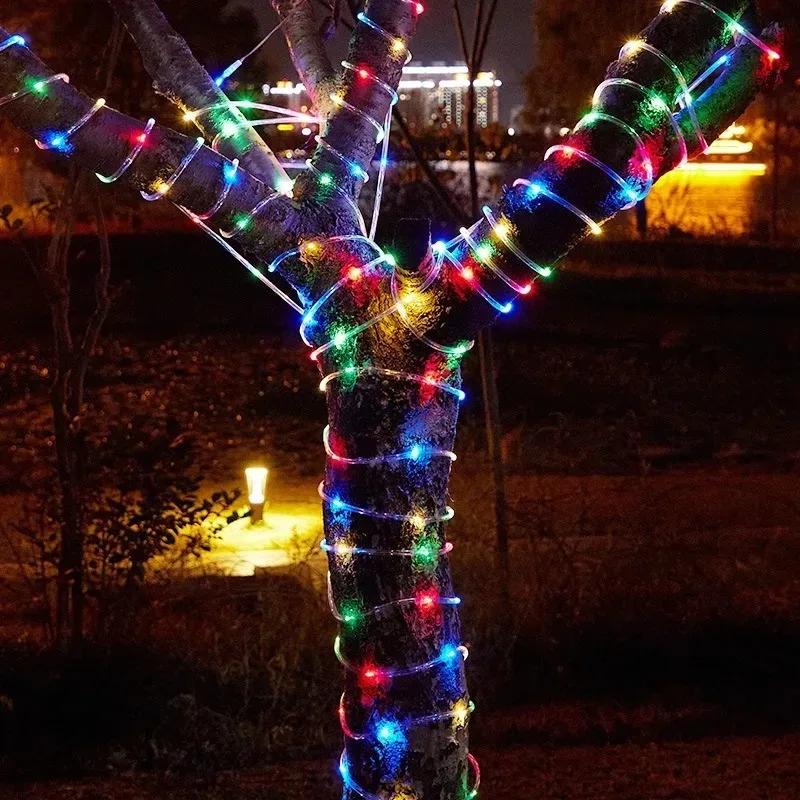 Solar Powered LED Tube Lights, Outdoor Waterproof Garden String Lights, Balcony Courtyard Christmas Atmosphere Decoration Lights