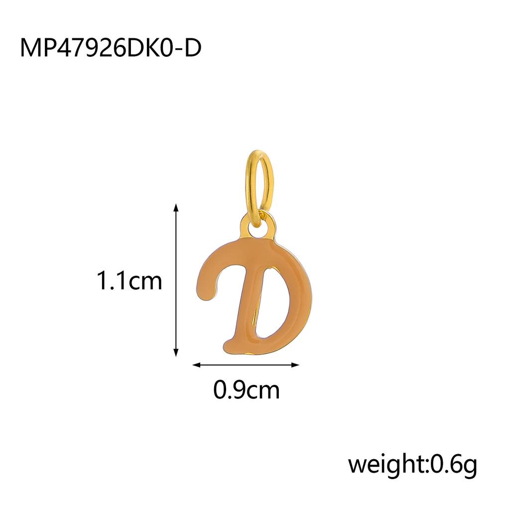 CARLIDANA Simple Gold Plated Stainless Steel Jewelry Alphabet Pendant Small Mini Colorful Oil Drop Initial Letter Necklace