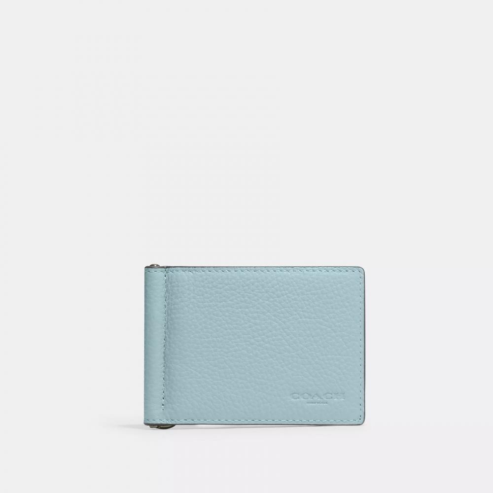 Coach Slim Money Clip Billfold Wallet Gunmetal Olive