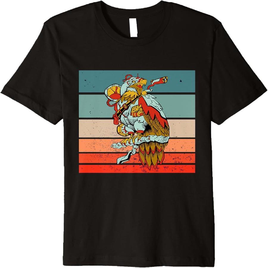 Steampunk Eagle mechanical bird futuristic elements clock Premium T-Shirt XXXXXL чёрный