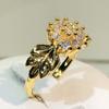 Color Delicate Flower Cubic Zircon Finger Ring Ladies Golden Chrysanthemum Finger Ring Celebration Gathering Birthday Jewelry