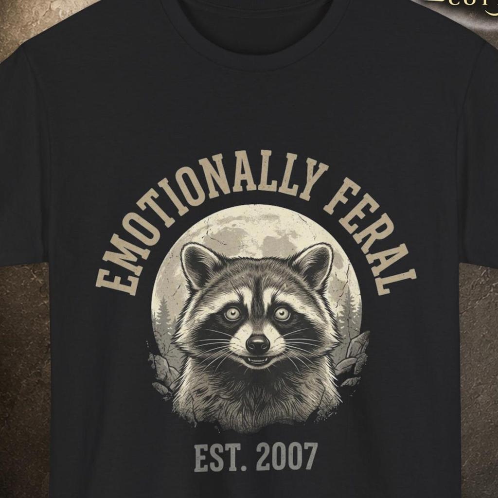 Emotionally Feral Raccoon Shirt, Funny Brainrot Animal Tee, Vintage Wildlife Meme Shirt, Unhinged Internet Humor Gift