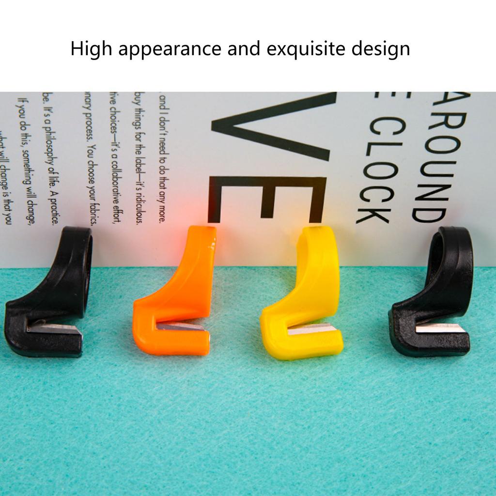 12 Pieces Finger Knife Ring Plastic Quilting Thread Cutter Thimble Sewing Handcraft DIY Tool with Blade for Cutting Yarn