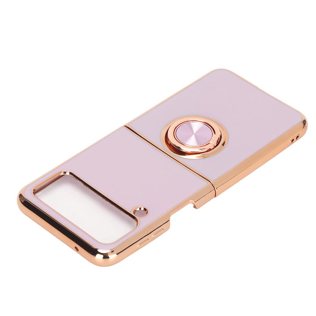 Smartphone Protective Case Car Magnetic Phone Cover with 360 Degree Rotation Finger Loop Stand for Z Flip 3 Light Purple