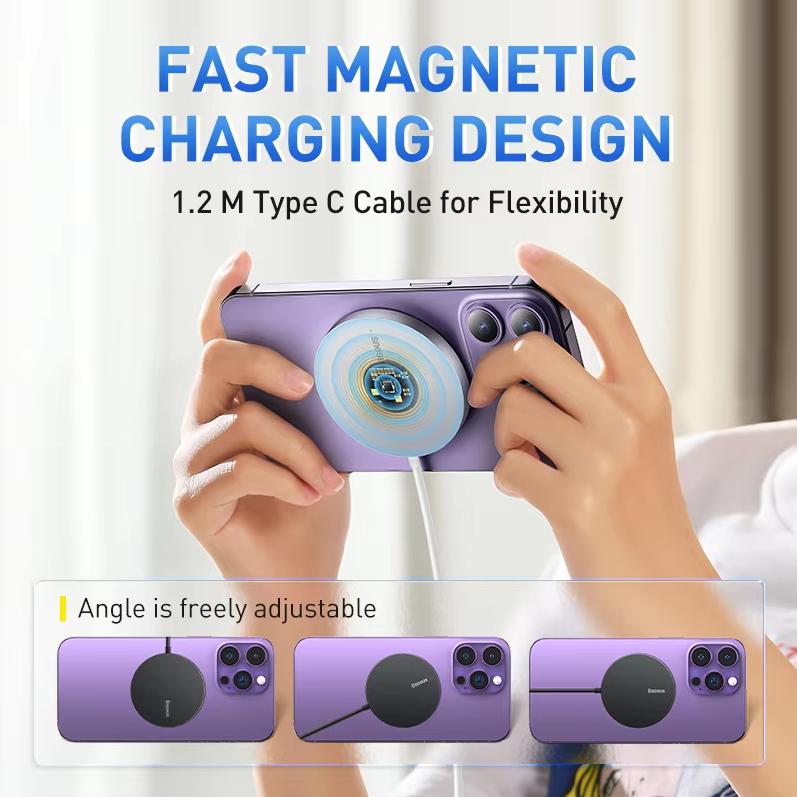 BASEUS magnetic wireless charger suitable for Huawei, Samsung, Apple fast charging, Magsafe 15W fast charging