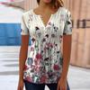 Dameskjorte Bluseknapp Retro Print Kortermet Uformell Basic Rund Hals Vanlig Topp