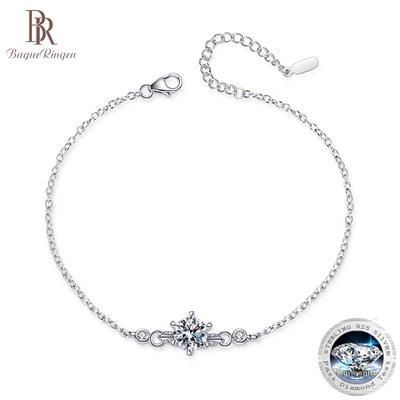 Braccialetto in argento sterling S925 classico a sei griffe con diamanti Moissanite di colore D da 1 carato, design di nicchia per ragazze, gioielli di lusso