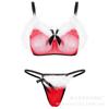 European & American Christmas Sexy Lingerie Set: Sheer Mesh, Plush Accent, Bra & Panties