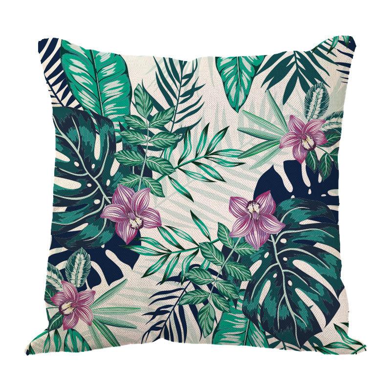 Linen Pillowcase Ins Tropical Plants Home Decoration Supplies Nordic Green Plants Design Sand Cushion Cover