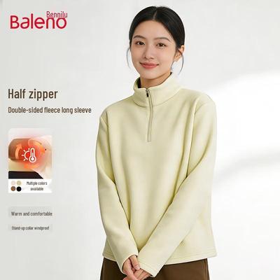 Baleno Women's Stand-Collar Half-Zip Fleece Long-Sleeve T-Shirt