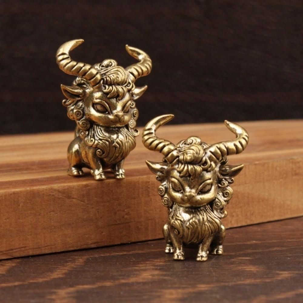 San Yang Kai Tai Zodiac Sheep Figurine Metal Vintage Statue Gift Lucky Ornament Year of The Sheep