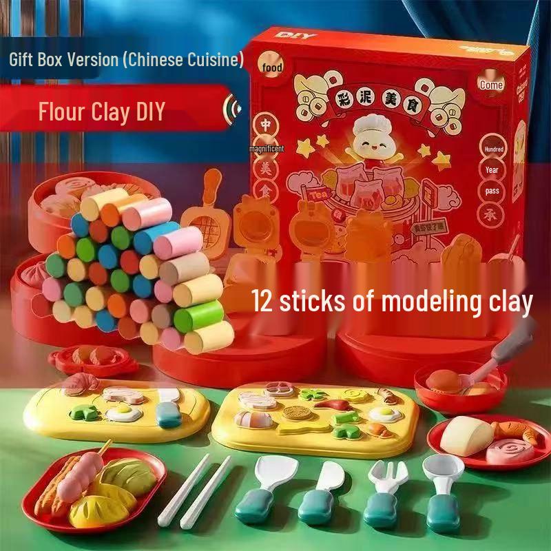 Children s Chinese Cuisine Play-Doh Set: Trendy Colored Clay Flour Mold Kitchen Toys