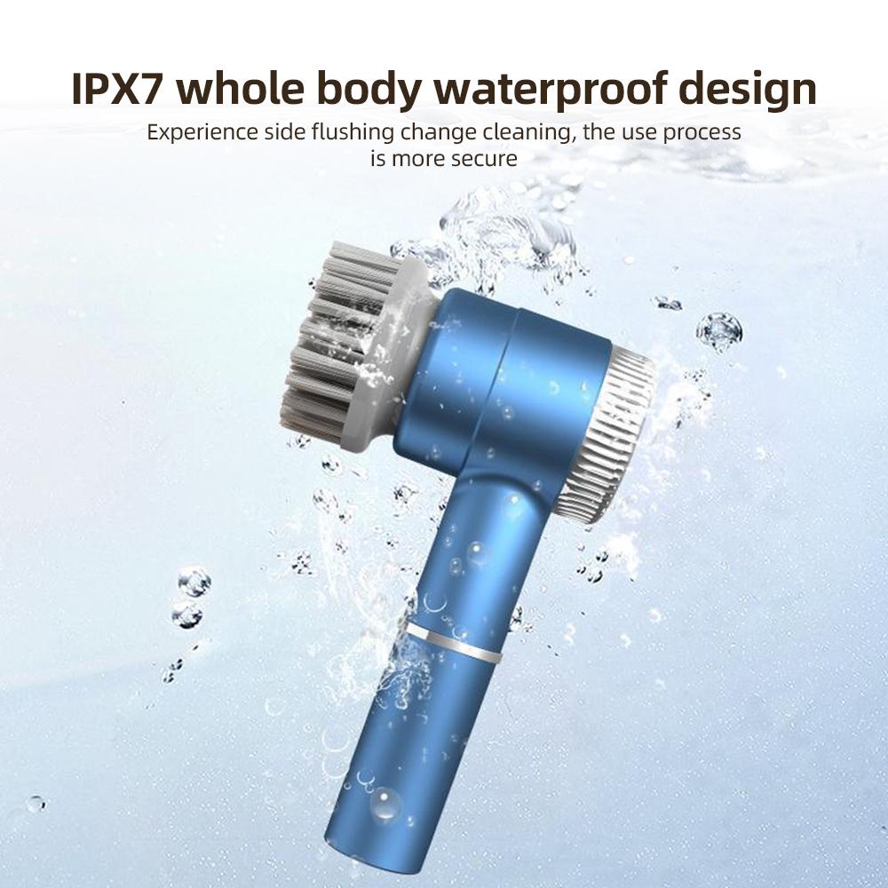 Electric Cleaning Brush Set Portable Cordless Electric Spin Scrubber Waterproof 3 Speeds Digital Display with 5 Brush Heads