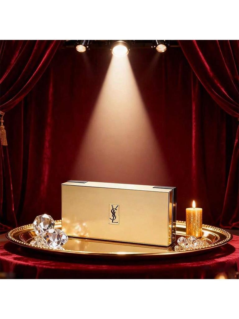 YSL Women's Golden Storage Case with Built-in Mirror, Portable for Easy Touch-ups