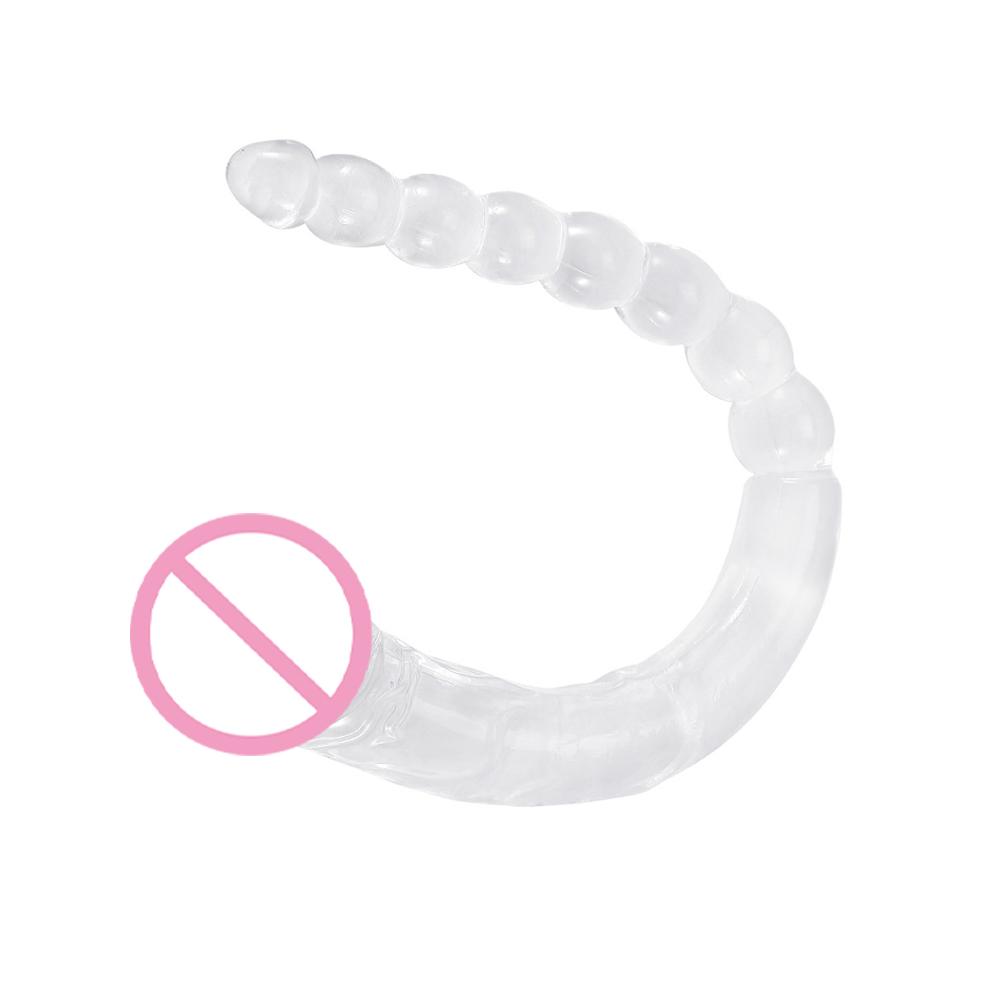 Potreby pre dospelých Sexuálna hračka Obojstranná realistická dildo Flexibilné gélové dildá Penis zadok Análny zadok Zástrčka Masážny prístroj Stimulácia G-bodu