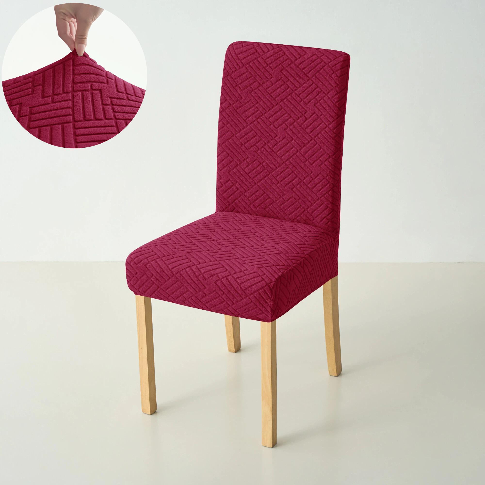 

Jacquard Chair Covers Elastic Solid Color Seat Covers for Dining Room Removable Washable Hotel Banquet Chair Cushion Cover 1PC AS SHOW