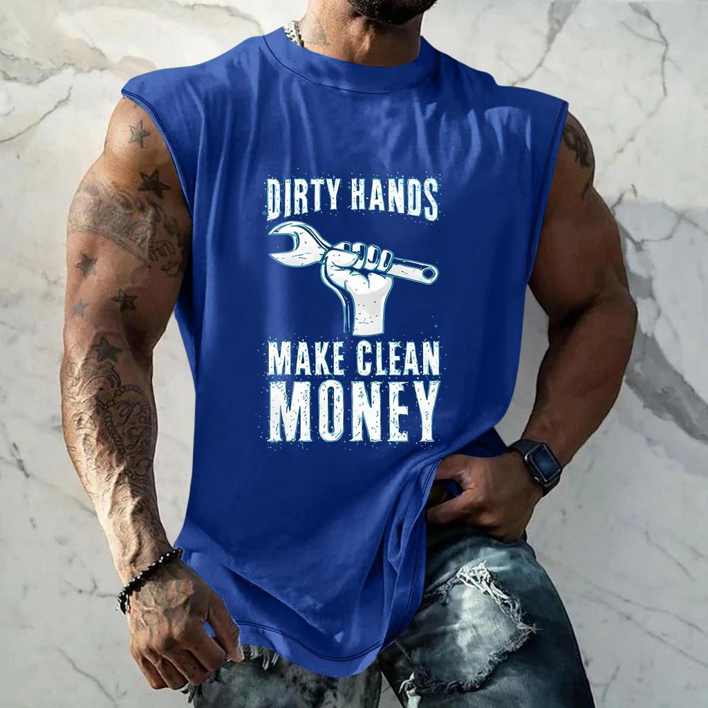 Men Sleeveless Muscle Tank Top Casual Loose Fit Workout Shirt Labor Day Graphic Print Comfortable Lightweight Fabric