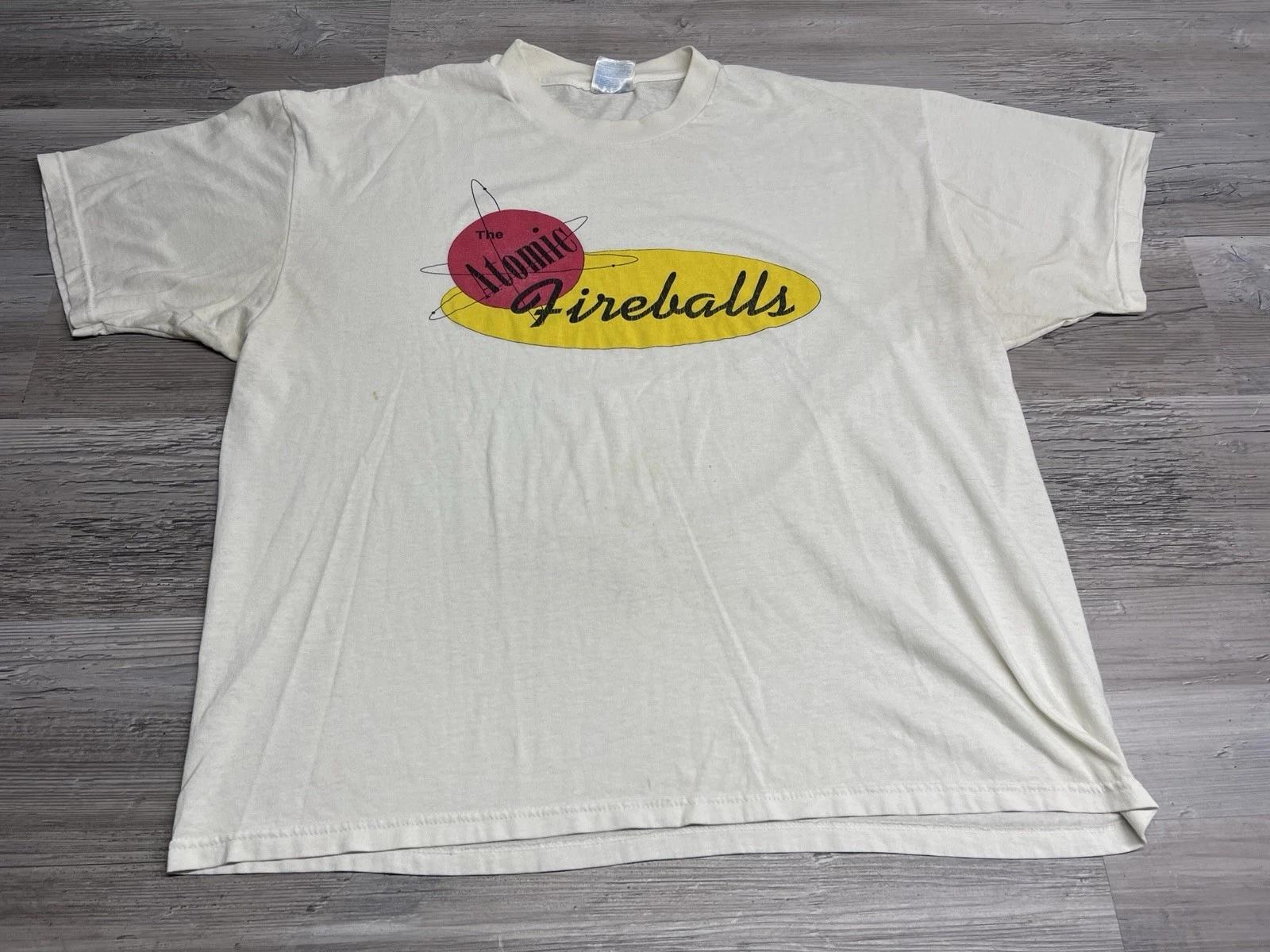 Vintage Y2K Atomic Fireballs T-Shirt Rock Concert Band Tour Tee XL 90s USA Made L