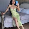 Summer Small Floral Split Halter Dresses for Women