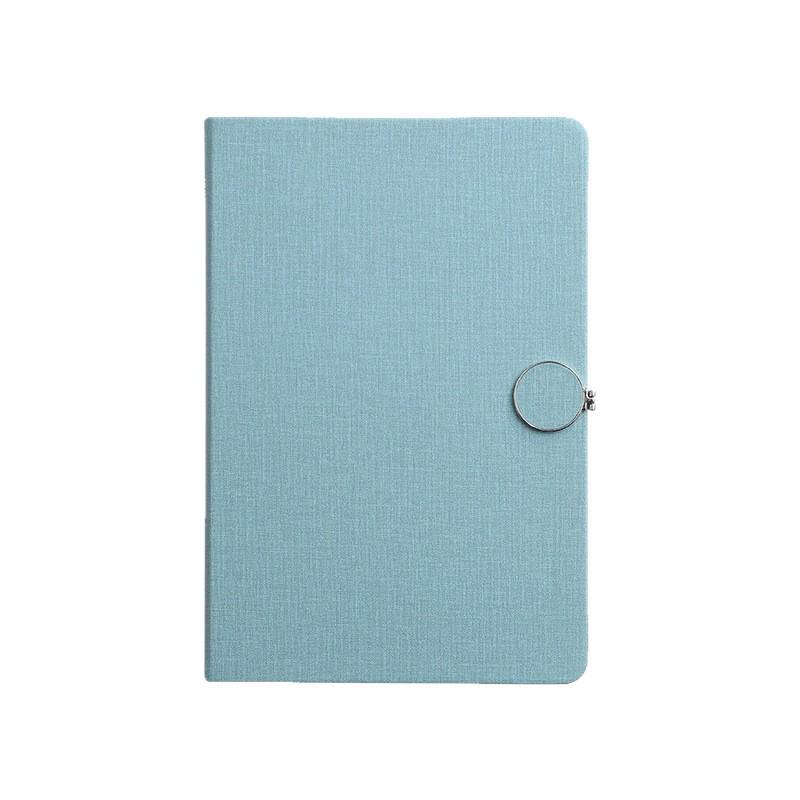 Round Buckle A5 Notebook - Business Meeting Diary with Creative Fabric PU Leather Cover