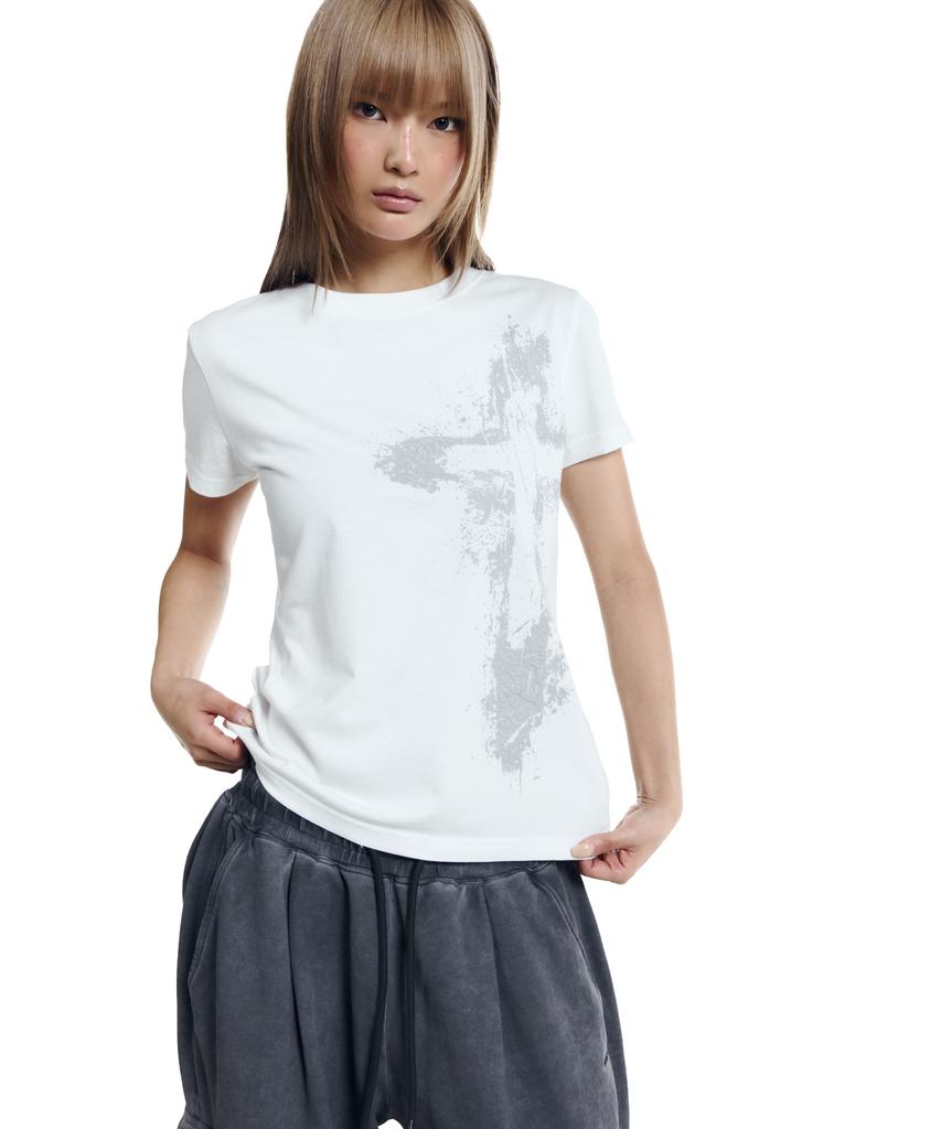 AAKAM Splatter Painted Cros2 Half Top (White)