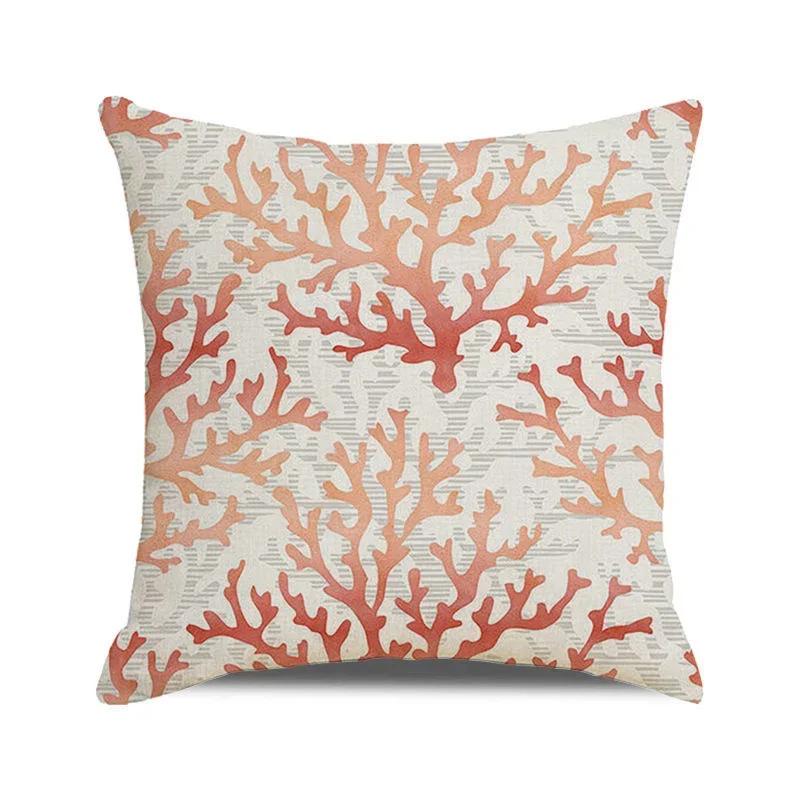 

45x45cm Watercolor Coral Marine Life Cushion Cover Custom Fish Animal Plant Linen Pillow Cases Sofa Home Decoration Pillowslip 18x18Inch