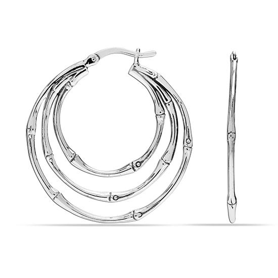 LeCalla Boucles d'oreilles créoles en argent sterling 925 en bambou orbital antique pour femme et adolescente