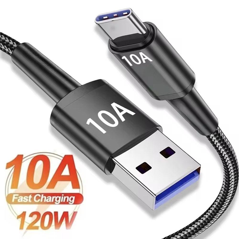 120W 10A Fast Charge USB Type C Cable For Xiaomi Redmi Note 14 Fast Charging Cable For Samsung Huawei Honor Oneplus POCO OPPO