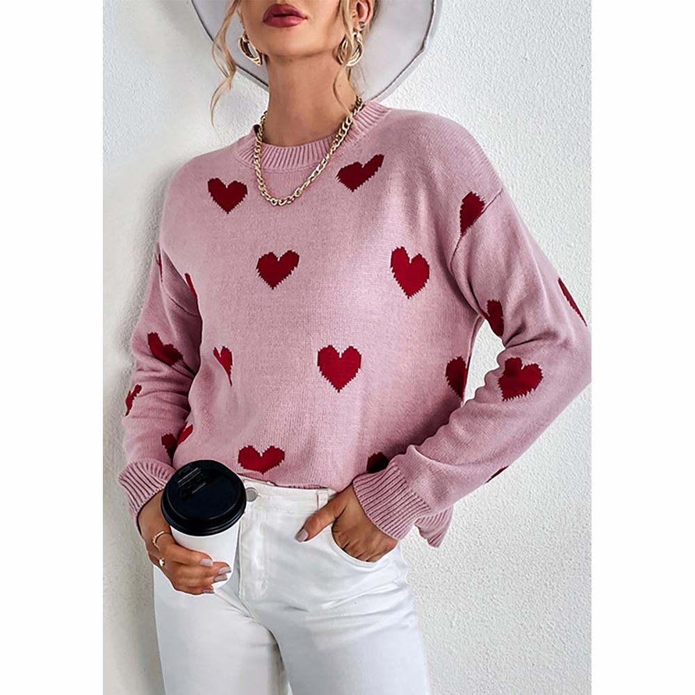 pink heart sweater women's