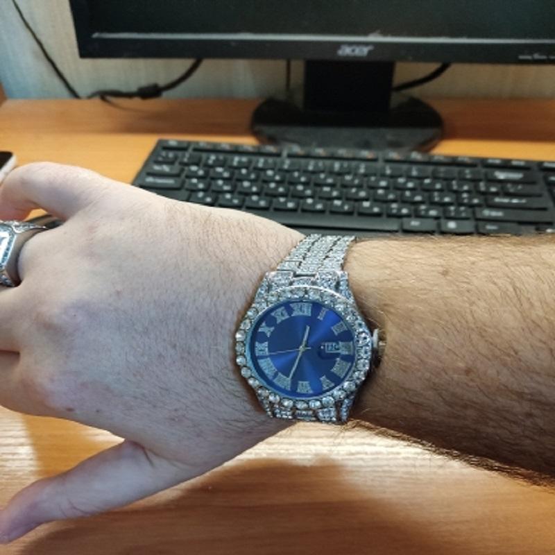 Luxury Watch Diamonds Male Watch Water Proof Brand Watches Stainless Steel Round Clock Men Quartz Wristwatches Gift Boyfriend Hiphop