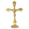 Holy Cross Jesus Christ Brass Idol for Home Living,Prayer Room Gifting and Decoration Gold 11 Inch Standard, Pack of 1.