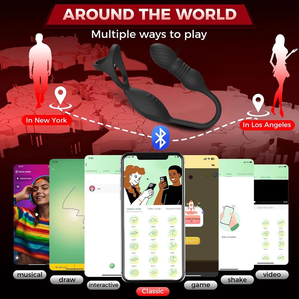 Cock Ring Prostate Vibrator Sex Toys for Men Wireless Remote Control Testicle Massage Anal Butt Plug Penis Ring Male Masturbator