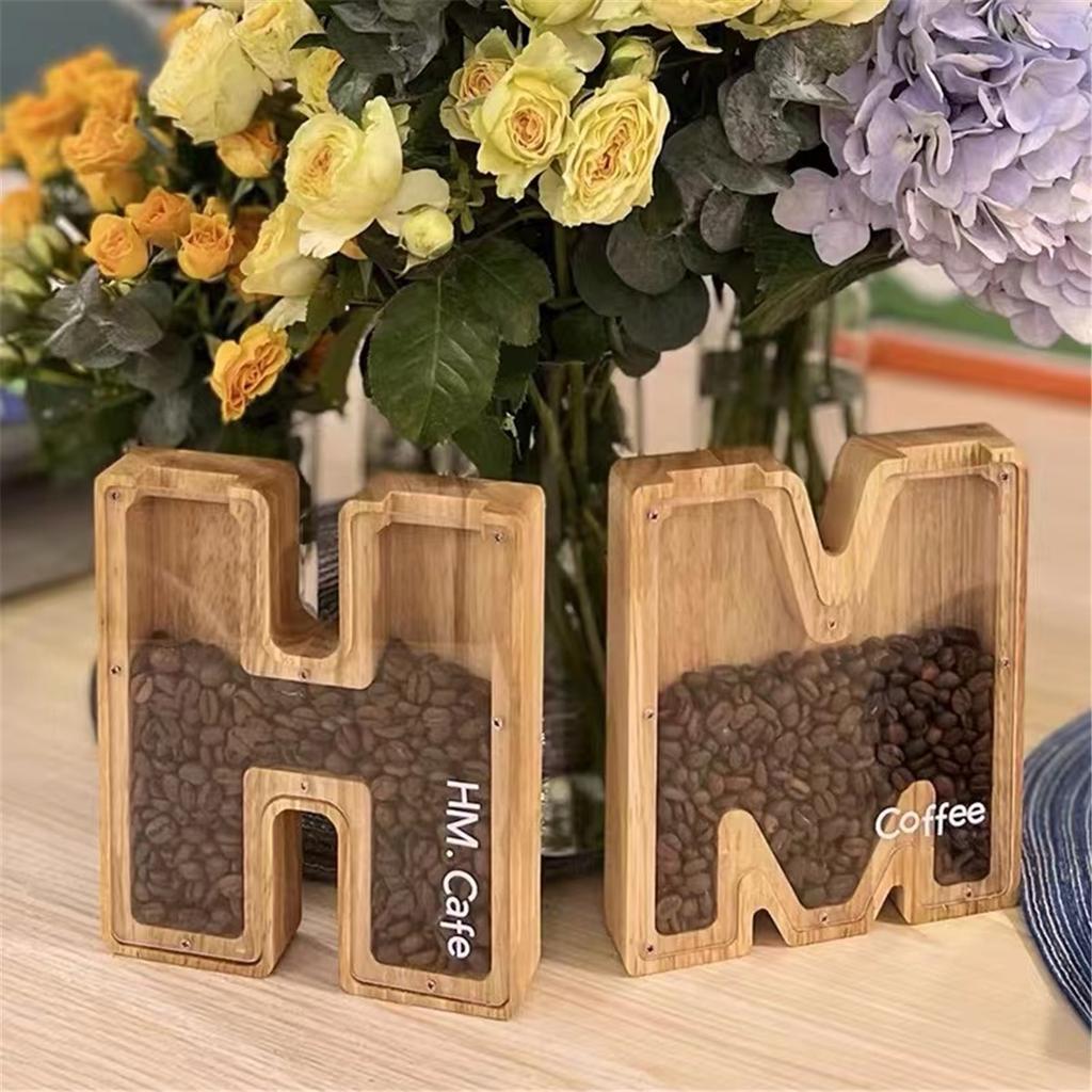 Creative Wooden Piggy Bank Twenty-Six Letter Coin Money Saving Box Storage Customized Name Wood DIY Letter Kids Money Bank Gift