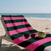 Retro Pink & Green Stripes Oversized Microfiber Beach Towel Sand Proof Quick Dry, Absorbent for Swimming Pool Travel Camping