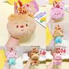Jinnew Cream Bear Plush Key Tag Pvc Cartoon Keychain For Backpack Or Gift Idea
