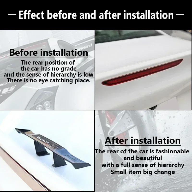 1Pcs Carbon Fiber Car Mini Rear Spoiler Mini Small Wing Model Decoration For Toyota TRD RAV4 Avensis Yaris Levin Reiz Crown Vios