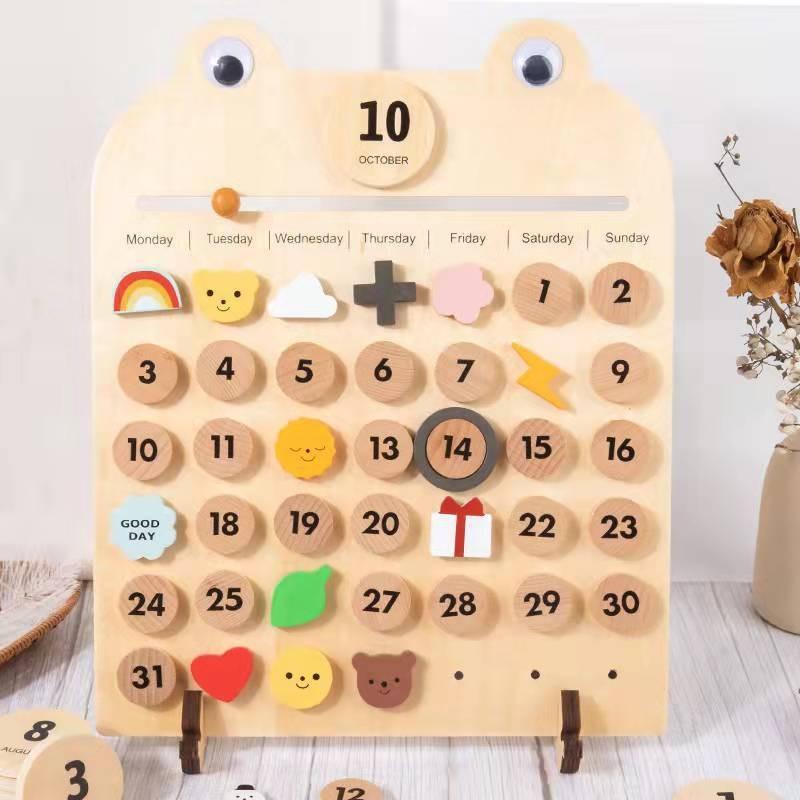 Magnetic Calendar Time Year Month Weather Early Education Desktop Toy Pendant Wooden Ornament