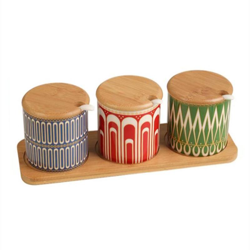 Creative Ceramic Seasoning Jar Set Kitchen Spices Seasoning Storage Jar Salt Pepper Organizer Nordic Household Seasoning Tools