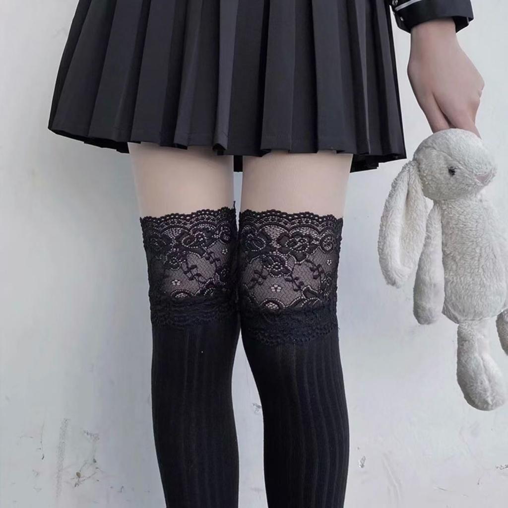 Seksi Medias Bağcıklı Uzun Diz Çorapları Kadın Diz Üstü Uyluk Yüksek Çoraplar Moda Bayanlar Kızlar Sıcak Seksi Karışım Tayt Siyah Beyaz