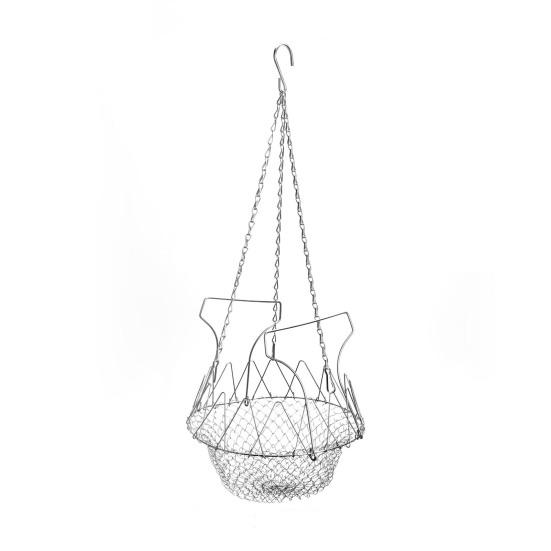Hanging Chicken Feeder Large Poultry Vegetable Fruits Feeding Basket with Hanging Chain Veggie Treat Ball for Chicken Coop Accessories
