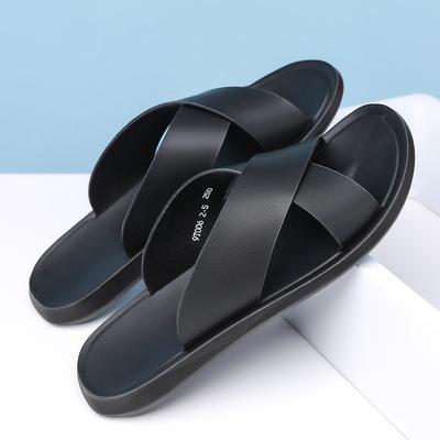 Slippers for Men 2026 Summer New Casual Sport Slipper Italian Leather Slippers Outdoor Non Slip Beach Shoes Flat Slipper for Men