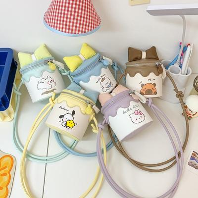 Girls Mini Summer Messenger Bag New Candy Color Bucket Bag Cartoon Bow Bag