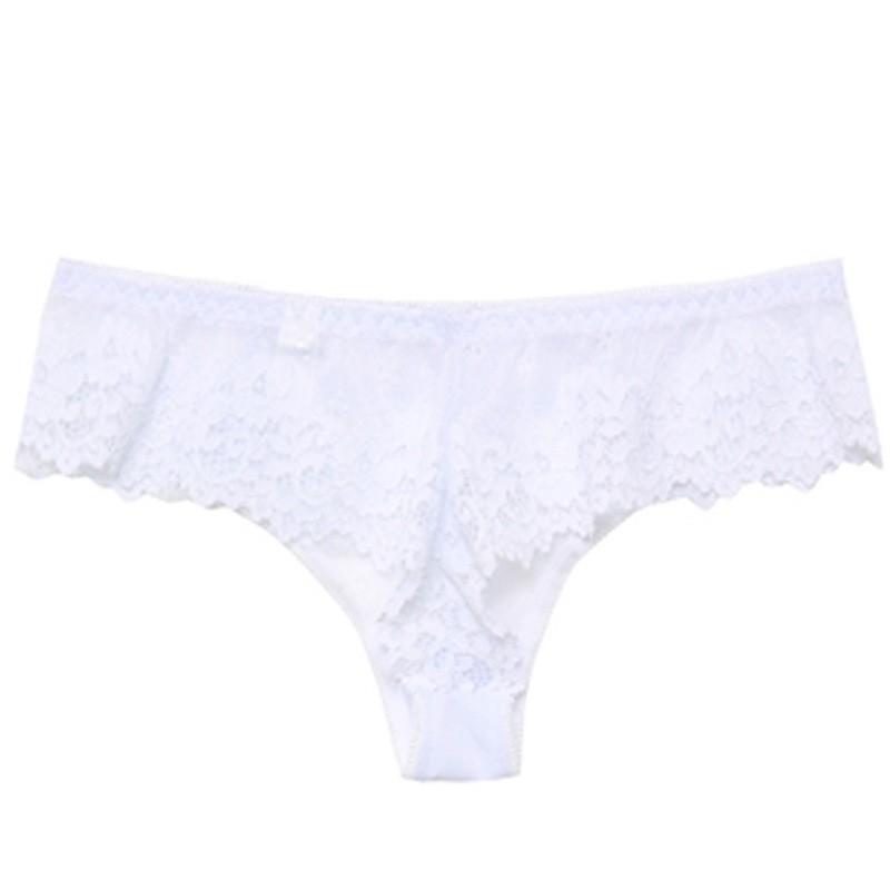 Lace Thong Underwear, Transparent Midriff- Panties, Women's Erotic Plus-size Seamless Pants.