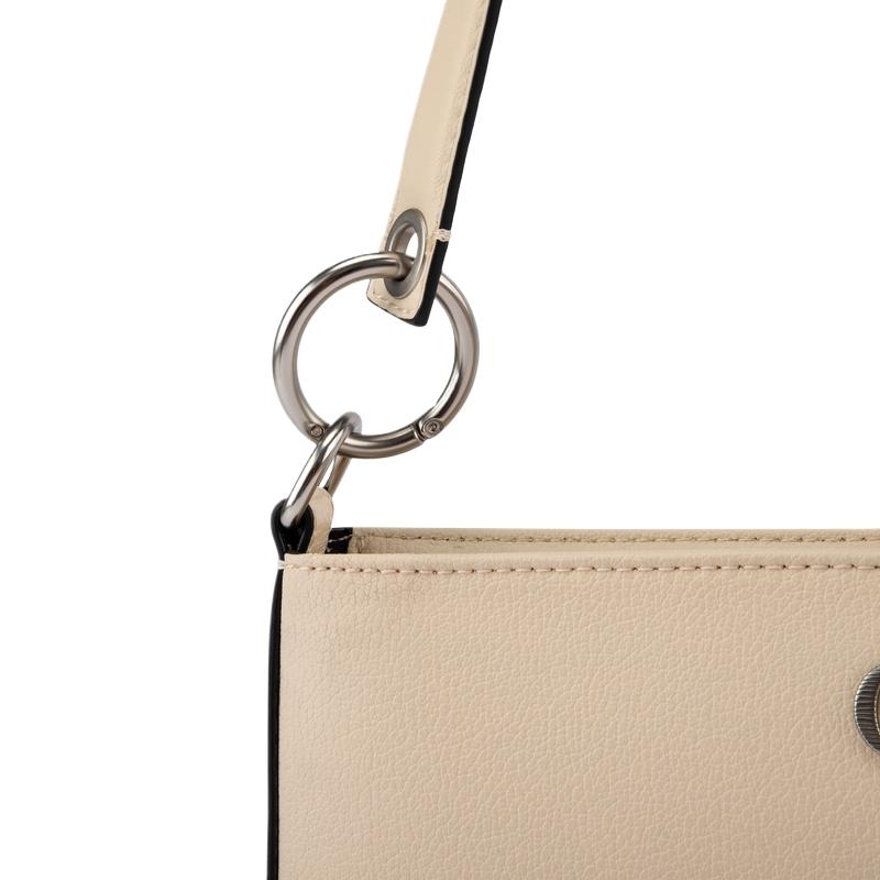 Calvin Klein Classic Minimalist Metal Letter Zipper Underarm Mixed Material Shoulder Bag Medium Women Bags Almond-Yellow DH3237-5FZ
