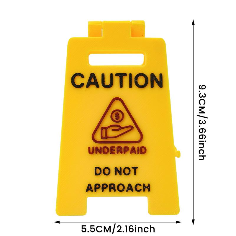 Office Mini Desktop Warning Sign Caution Overstimulated Portable Fun Desktop Small Warning Sign Ornament New Type of Worker Toy