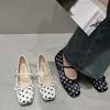 French Style Dot Mary Janes Cute Bow Buckle Strap Square Toe Low Heel Pumps Casual Shoes for Women Spring Zapatos Para Mujer