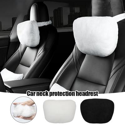Universal Car Seat Headrest Neck Pillow Soft Comfort Memory Cotton Neck Protection Cushion Black White Minimalism Car Accessorie
