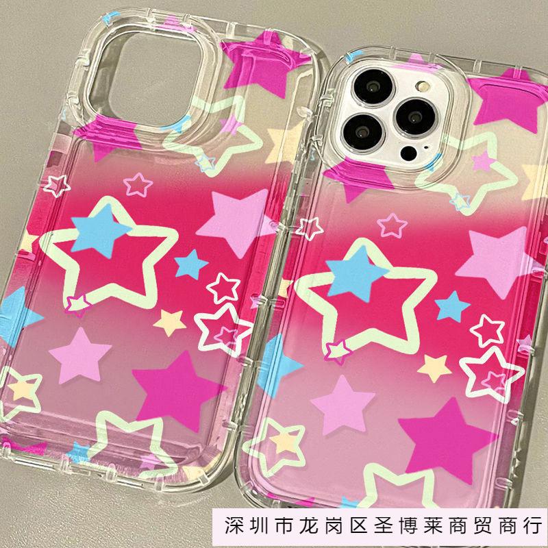 Color Pentagram Apple 15 Mobile Phone Case Iphone14promax Transparent Soft Rubber 13/12/11 All-inclusive Anti-drop